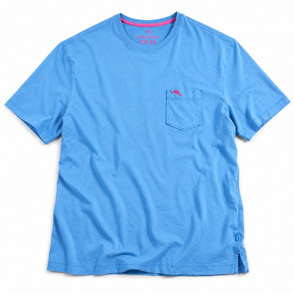 Tommy Bahama RELAX Mens Large Pima Cotton Pocket T Shirt Blue Marlin Logo